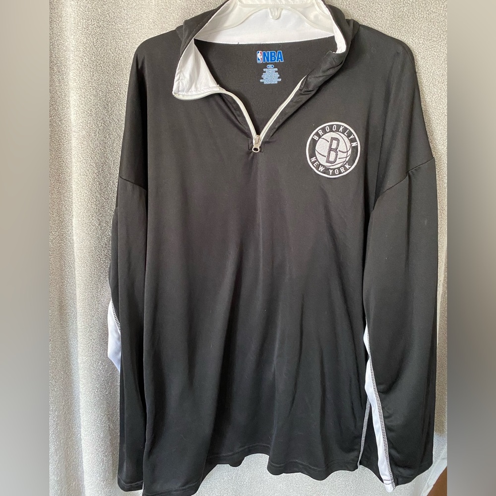 Brooklyn Nets Majestic NBA Warm Up Jacket Men's 3x Black 1/4 Zip Long Sleeve